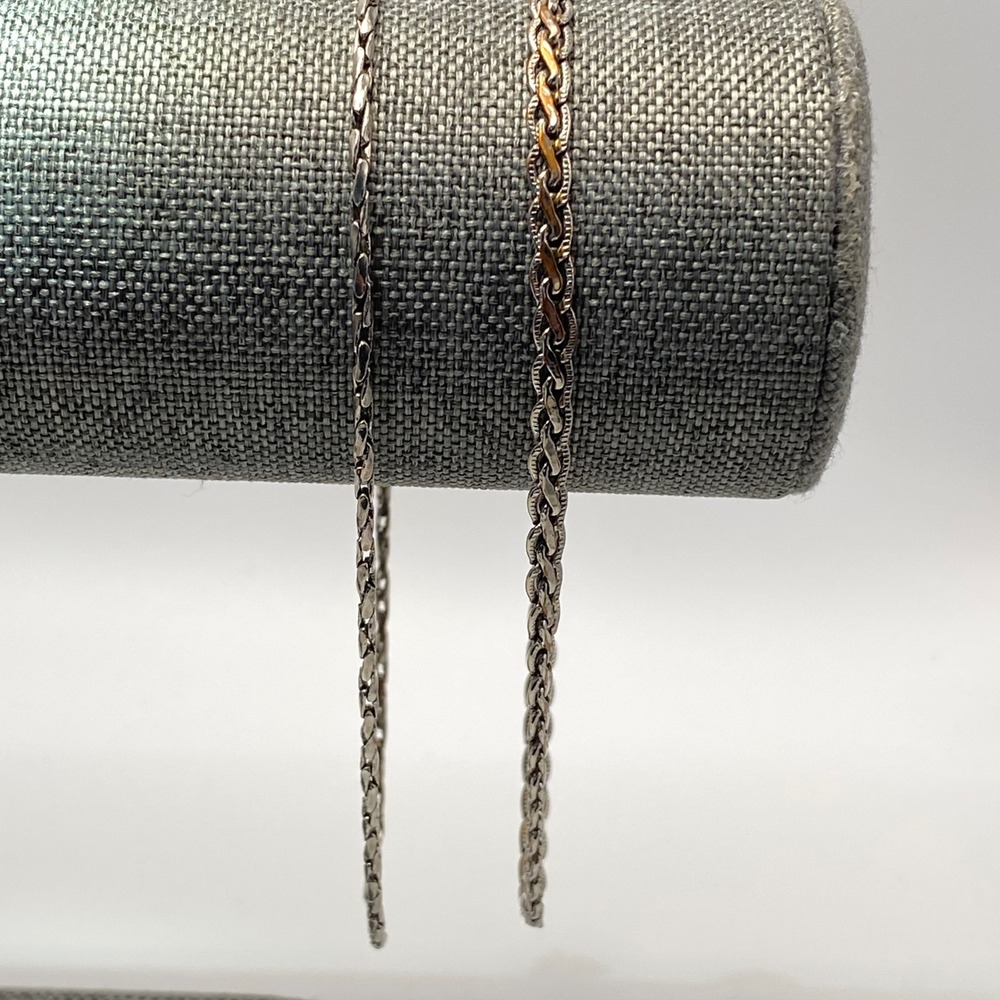 Vintage Anklet Chain Lot of 2 One 14K Gold Filled One Sterling Silver 9-10"
